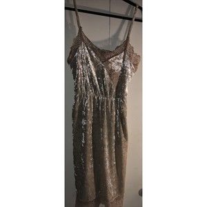 Madison & Berkeley NWT Womens Pearl Crushed Velvet Lace Pocket Slip Dress large
